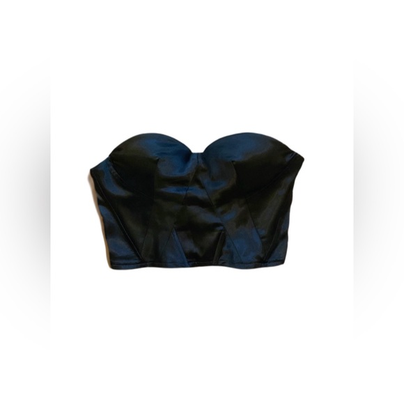 Black cropped strapless satin corset top size M - Picture 1 of 7
